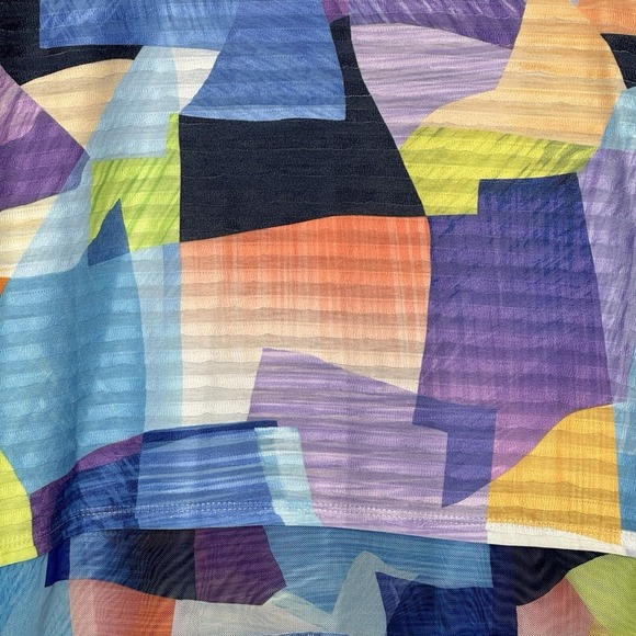 Alfred Dunner 1X Top Shirt Blue Purple Geometric Flutter 3/4 Sleeve Scoop Neck - Picture 2 of 8